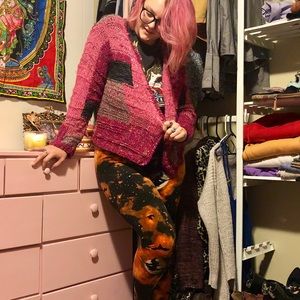hand knitted sweater • M • pink patches
